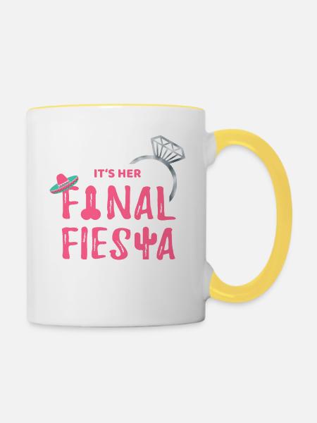 Junggesellinnenabschied Braut My Final Fiesta - Tasse zweifarbig - Weiß/Gelb