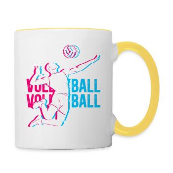 Volleyball - Tasse zweifarbig - Weiß/Gelb - Rechts