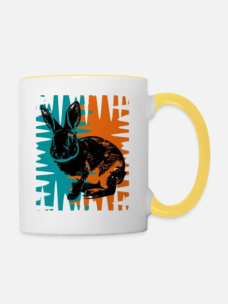 Rabbit - Tasse zweifarbig - Weiß/Gelb