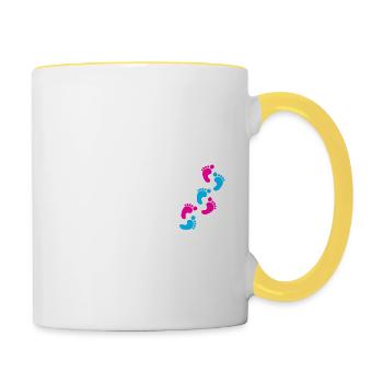 ajouter l'amour annonce famille bébé annonce de grossesse - Mug contrasté - blanc/jaune - Droite