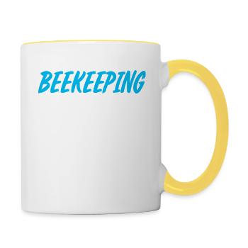 bee honey honeybee beekeeper beekeeping insects - Contrasting Mug - white/yellow - Right
