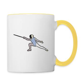 Funny fencing saying fencer fencing art gift - Contrasting Mug - white/yellow - Right