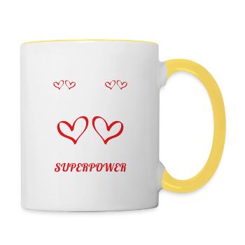 Maman superpuissance - maman - chemise - Mug contrasté - blanc/jaune - Droite