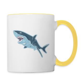 Shark Haifisch - Tasse zweifarbig - Weiß/Gelb - Rechts