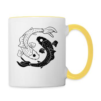 Balance de carpes Yin et Yang Koi - Mug contrasté - blanc/jaune - Droite
