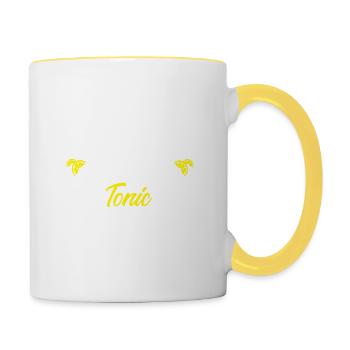 save water drink gin and tonic design - Tasse zweifarbig - Weiß/Gelb - Rechts