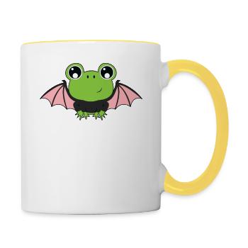 Cute Halloween animals frog bat wings - Contrasting Mug - white/yellow - Right