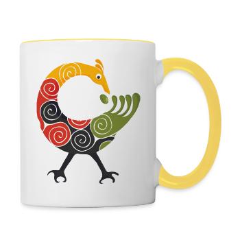 Sankofa Bird Adinkra Art in Pan African colors - Contrasting Mug - white/yellow - Right