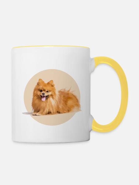 Rot Spitz - Tasse zweifarbig - Weiß/Gelb