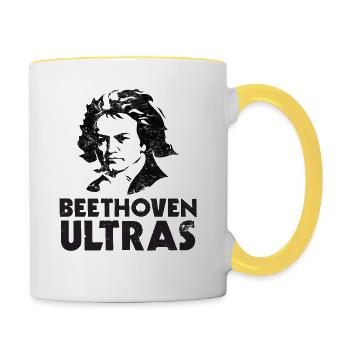 Beethoven Ultras Lustig Ludwig Geschenk Musik - Tasse zweifarbig - Weiß/Gelb - Rechts