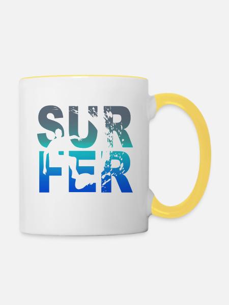 Surfer - Tasse zweifarbig - Weiß/Gelb