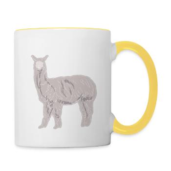 no drama lama - Contrasting Mug - white/yellow - Right