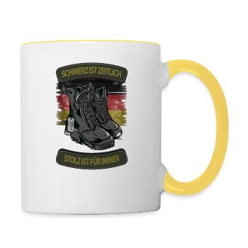 Bundeswehr STOLZ Beruf Soldat Soldaten Geschenk - Tasse zweifarbig - Weiß/Gelb - Rechts
