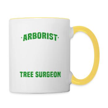 Arborists tree surgeon tree processor chainsaw gift - Contrasting Mug - white/yellow - Right