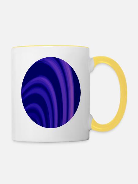 Fraktal Ringe Oval - Tasse zweifarbig - Weiß/Gelb