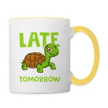 I'm Not Late I'm Just Early For Tomorrow Turtle - Contrasting Mug - white/yellow - Right