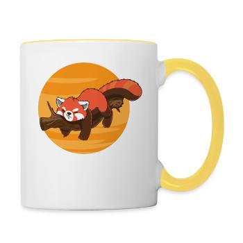 Roter Panda Pandabär Bär Großer Lustiger Süßer Rot - Tasse zweifarbig - Weiß/Gelb - Rechts