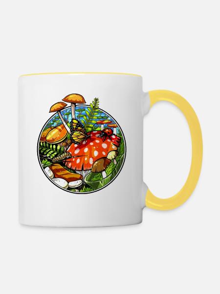 Magische Pilz-Pilze - Tasse zweifarbig - Weiß/Gelb