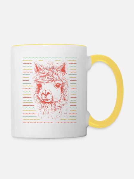 Alpaka Alpaca - Tasse zweifarbig - Weiß/Gelb