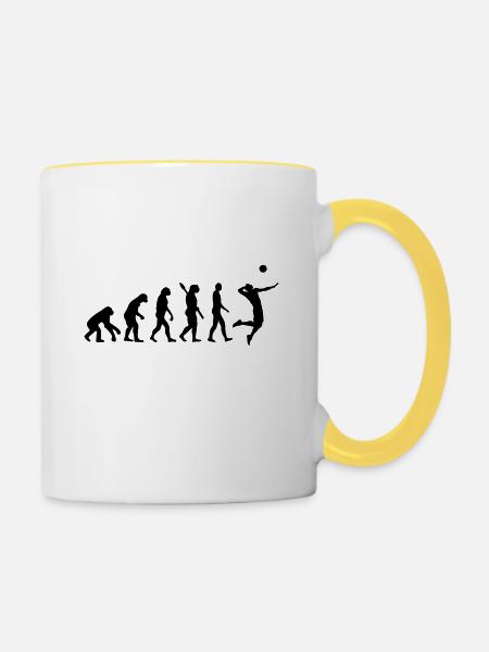 Evolution of Volleyball | Evolution Volleyball - Tasse zweifarbig - Weiß/Gelb