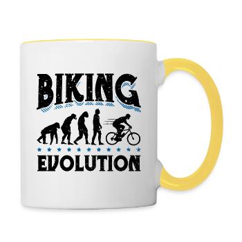 Evolution Biking Radfahrer Radsport Radsport Bike - Tasse zweifarbig - Weiß/Gelb - Rechts