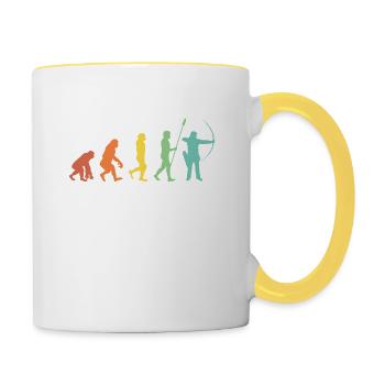 Evolution Bogenschießen Bogenschütze Pfeil Bogen - Tasse zweifarbig - Weiß/Gelb - Rechts