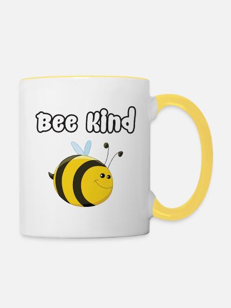 Bee Kind - Tasse zweifarbig - Weiß/Gelb