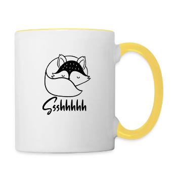 Fuchs Schlafender Fuchs - Tasse zweifarbig - Weiß/Gelb - Rechts