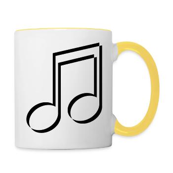sign party music note music celebrate 3d band konze - Contrasting Mug - white/yellow - Right