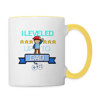 Retro Level Up Dad Gamer Dad Gaming Dad Pixel - Contrasting Mug - white/yellow - Right
