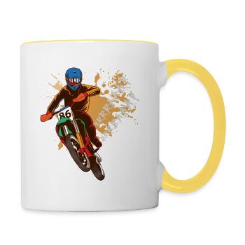 Motocross Dirt Bike Racing Motard Moto Brrraaap - Mug contrasté - blanc/jaune - Droite