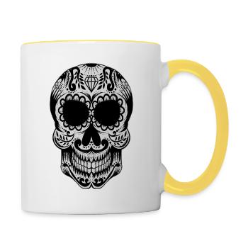 Sugar Skull Mask Day of the Dead Skull Gift - Contrasting Mug - white/yellow - Right