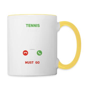 Tennis is calling and I must go phone smartphone - Contrasting Mug - white/yellow - Right