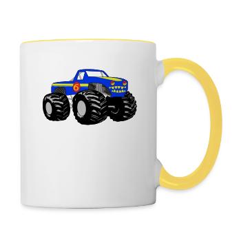 Cooler Monstertruck - Tasse zweifarbig - Weiß/Gelb - Rechts