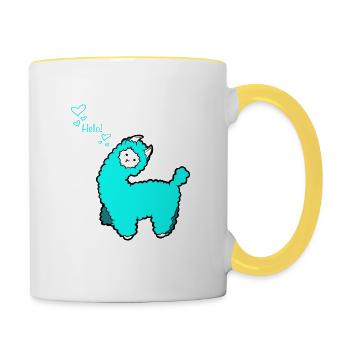 Alpagas Alpagas Alpagas Lama Comic - Mug contrasté - blanc/jaune - Droite