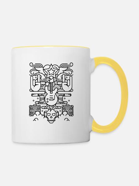 Einfach nur rocken - Tasse zweifarbig - Weiß/Gelb