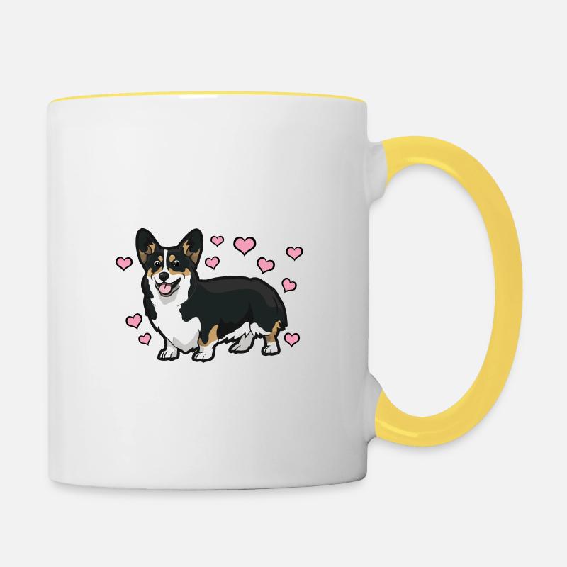 Corgi - Tasse zweifarbig - Weiß/Gelb