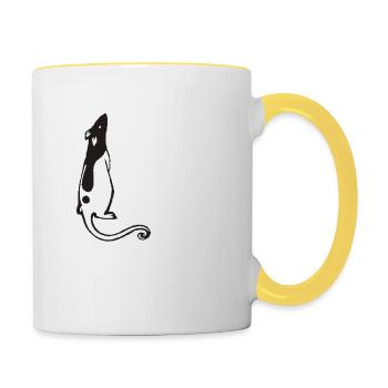 Hausratte - Tasse zweifarbig - Weiß/Gelb - Rechts