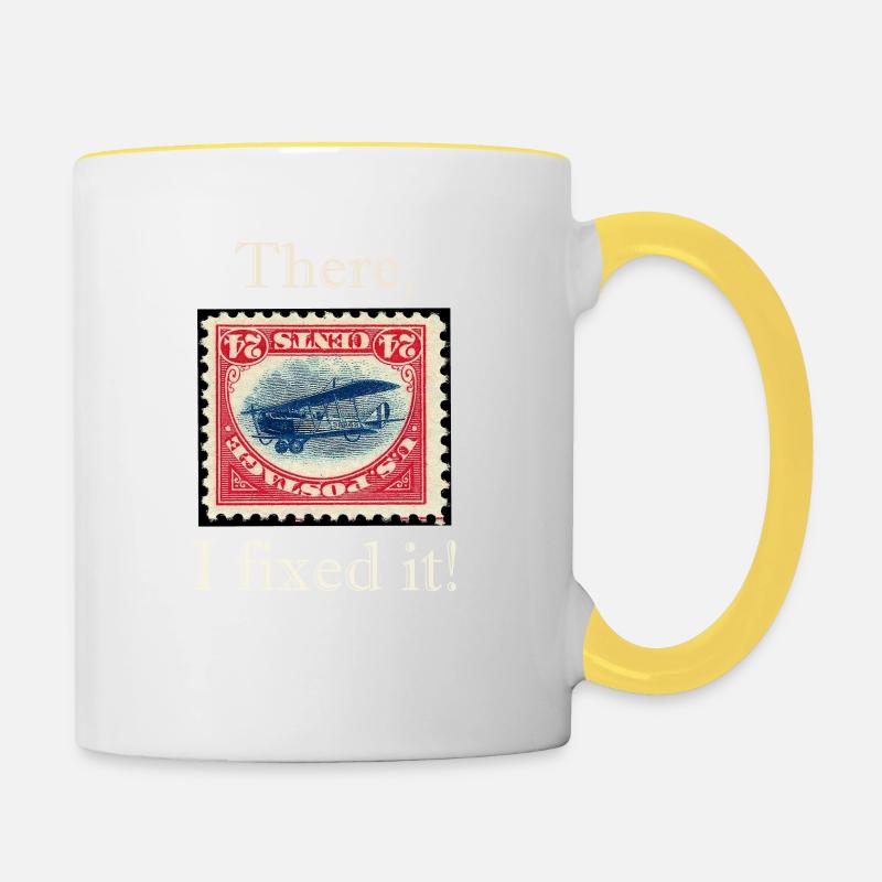 Stamp Collecting - Contrasting Mug - white/yellow