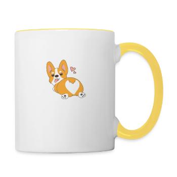 Corgi Cutie Patootie Corgi Butt - Contrasting Mug - white/yellow - Right