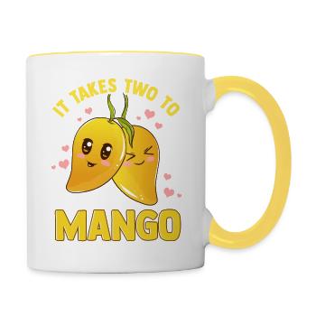 Mango Funny Fruit Tango Pun braucht zwei - Tasse zweifarbig - Weiß/Gelb - Rechts
