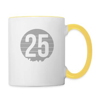 25 Years of love wedding anniversary silver wedding - Contrasting Mug - white/yellow - Right