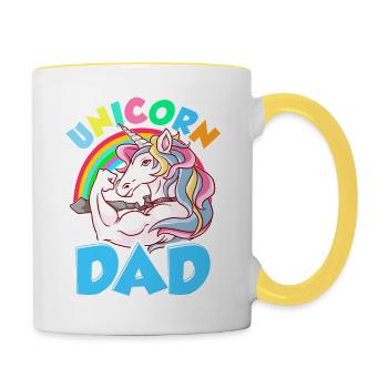 Awesome Einhorn Papa Coole Einhorn Väter - Tasse zweifarbig - Weiß/Gelb - Rechts