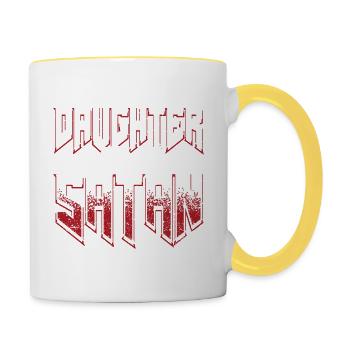 Daughter of Satan devil woman - Contrasting Mug - white/yellow - Right