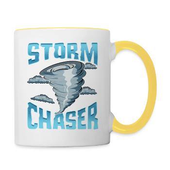 Cute Storm Chaser Severe Weather Tornado Obsessed - Contrasting Mug - white/yellow - Right