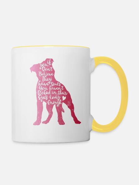 Pitbull Seelen - Tasse zweifarbig - Weiß/Gelb