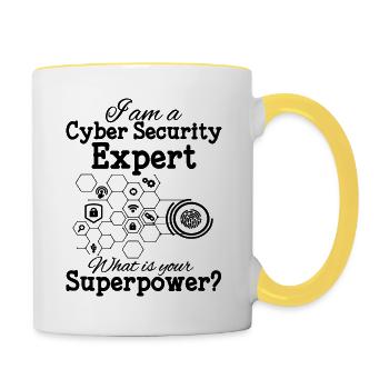 Cyber Security Experte - Tasse zweifarbig - Weiß/Gelb - Rechts