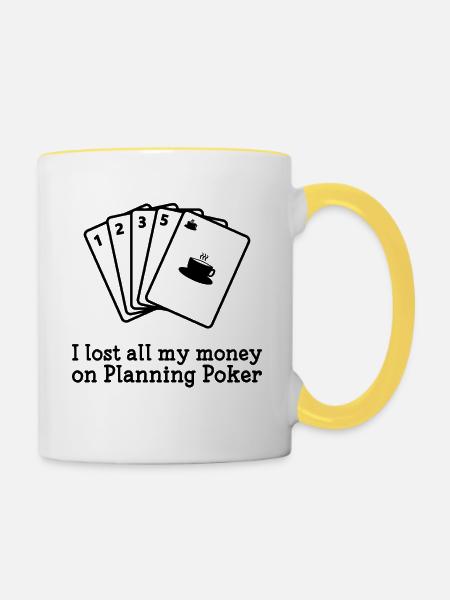 Scrum Planning Poker - Tasse zweifarbig - Weiß/Gelb