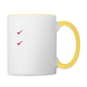 Bachelor Master Doctor graduation checklist - Contrasting Mug - white/yellow - Right