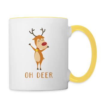 Renne Enfants Motif Oh Deer - Mug contrasté - blanc/jaune - Droite